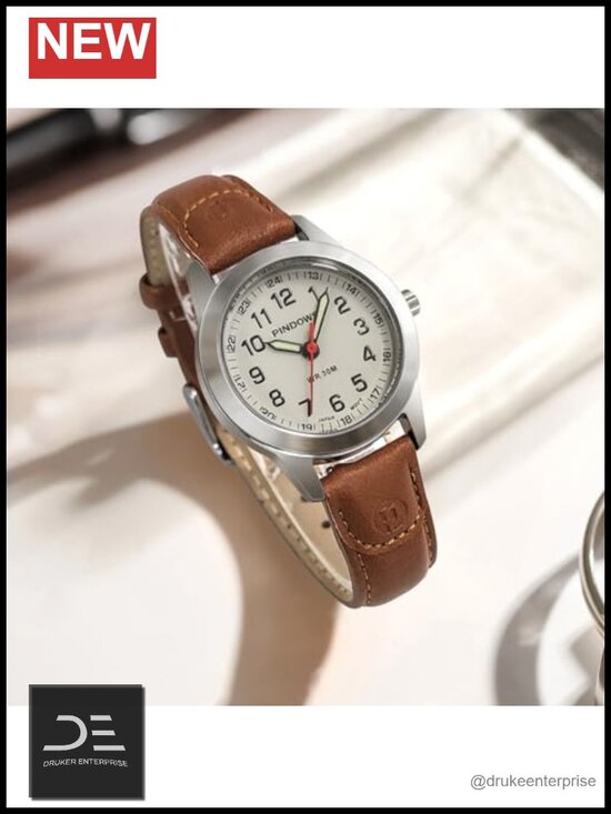 Slim Minimalist Quartz Analog Watch, Gold-Tone Case with Leather Strap, Elegant main image 5